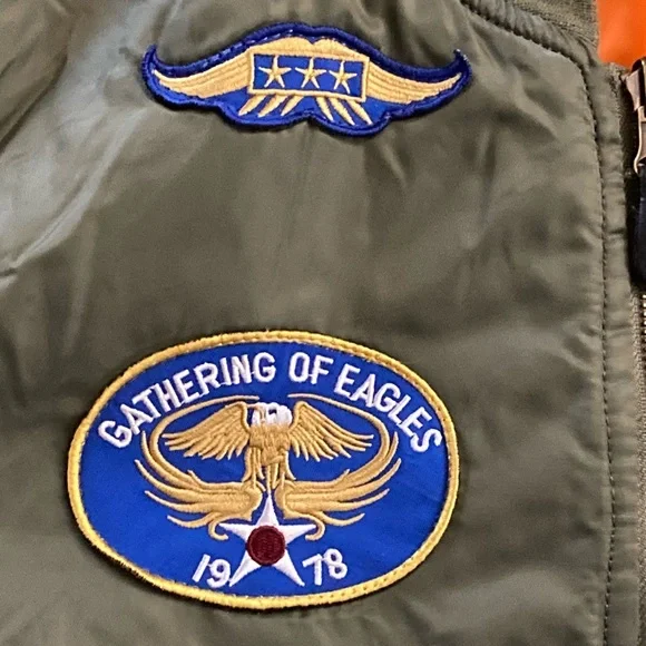 Alpha Industries Green Zip Top Gun Flight Bomber Jacket MA-1 Patches Youth L - Picture 10 of 16